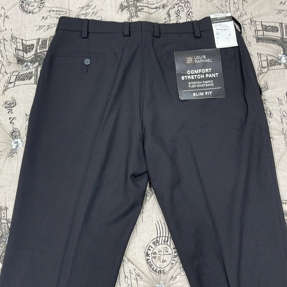 Louis Raphael Comfort Stretch Stria Slim Fit Flat Front Dress Pant - Picture 8 of 11